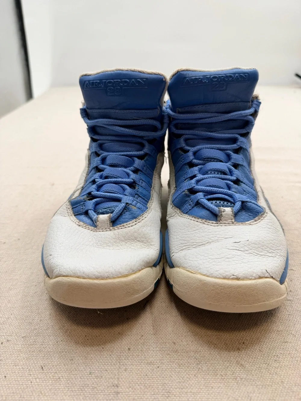 Jordan  White and Blue High-Top Sneakers